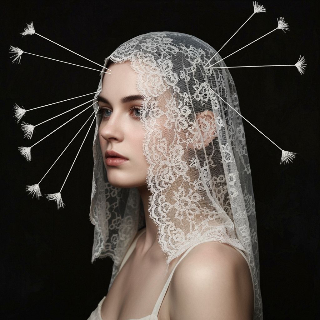 Woman with Lace Veil in Dramatic Lighting