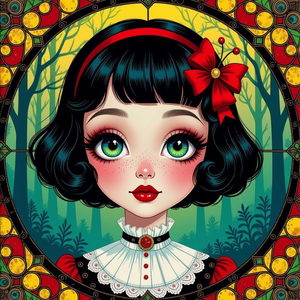 Hyper Cute Lady Portrait in Pop Surrealism Style