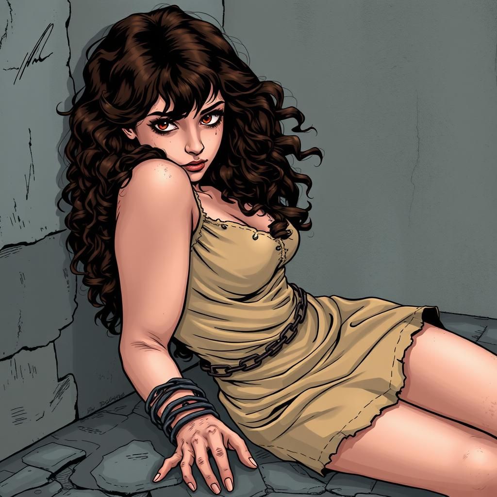 adult Hermione Granger, mid 20's, luscious long brown curly ...