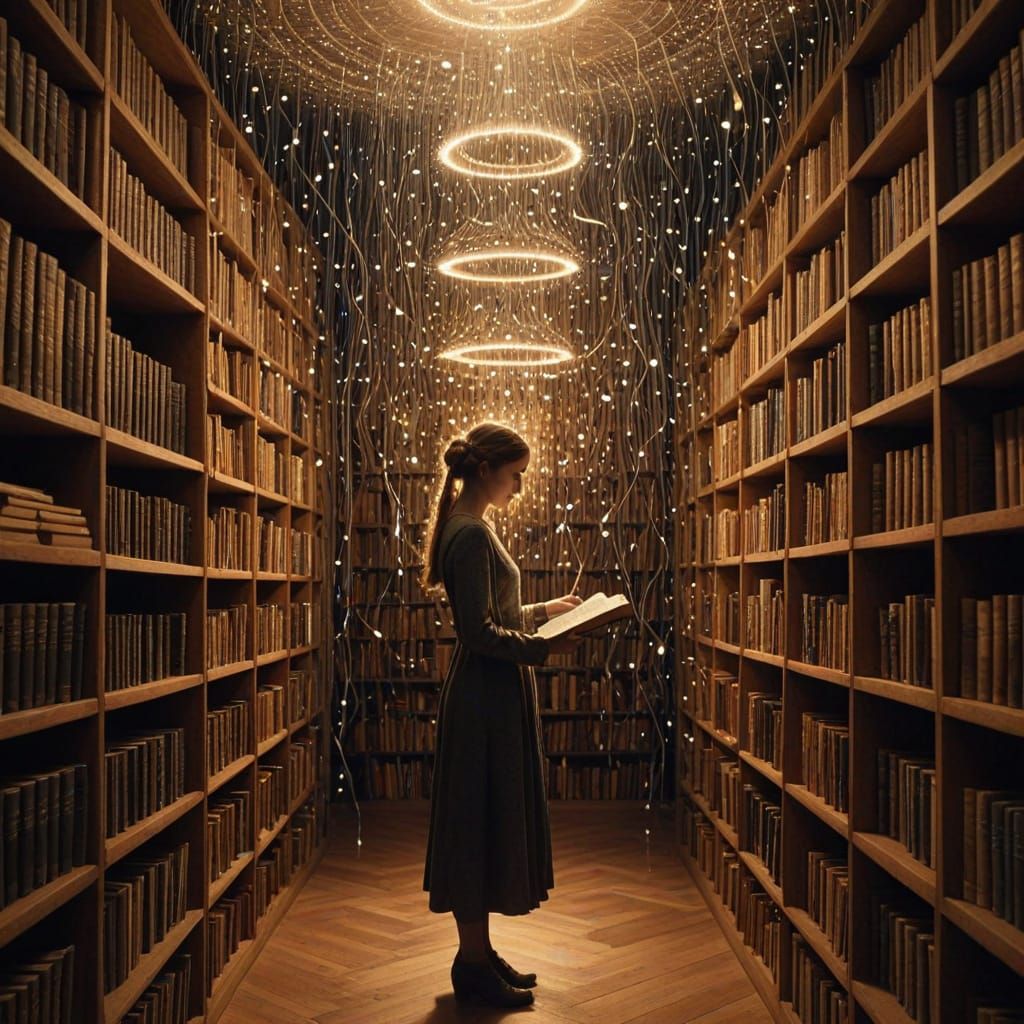 Cosmic Library of Glowing Code Books