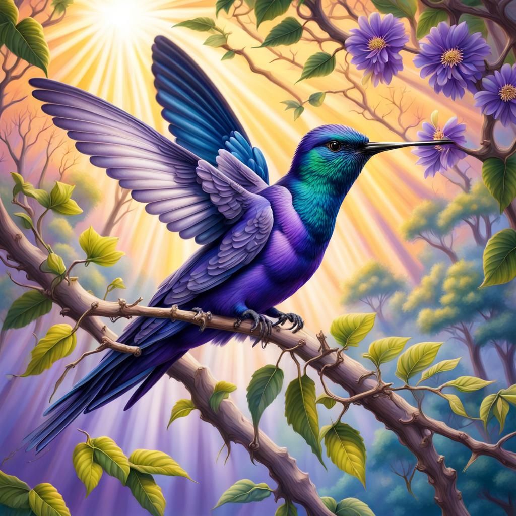 Violet Sabrewing in Hyperdetailed Airbrush Art