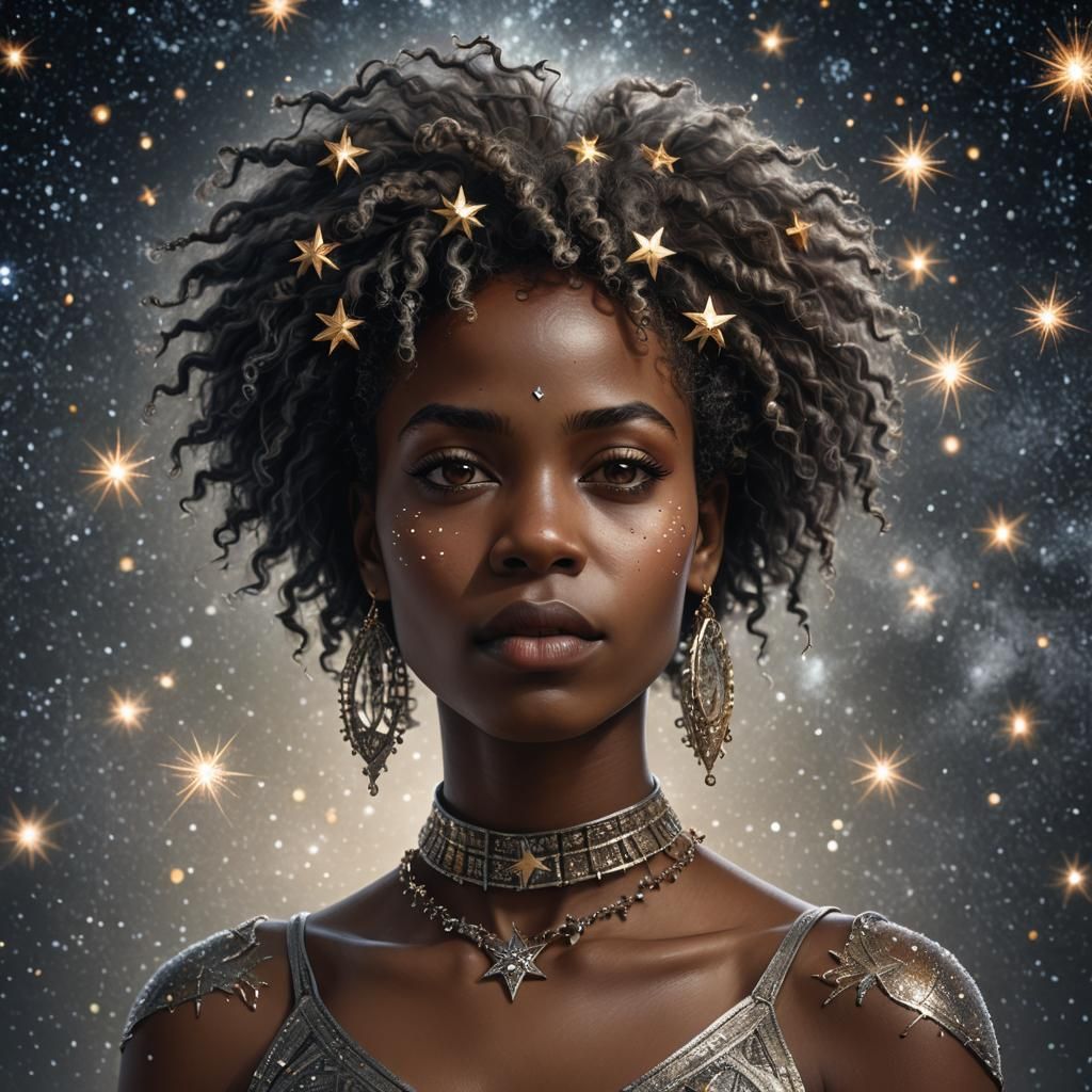 Starry-Skinned Woman Portrait as Digital Art