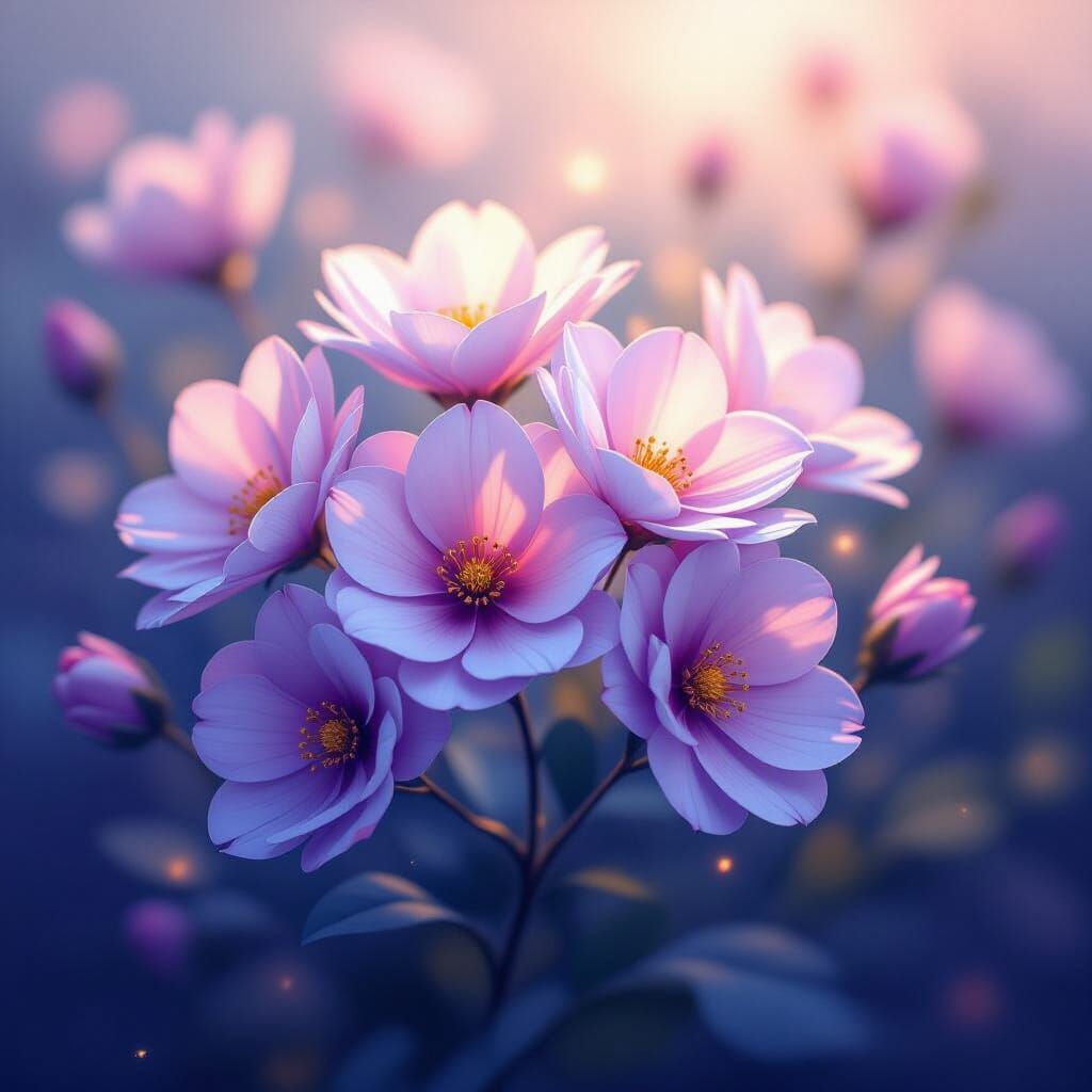 Ethereal Luminous Flowers in Dreamlike Digital Art