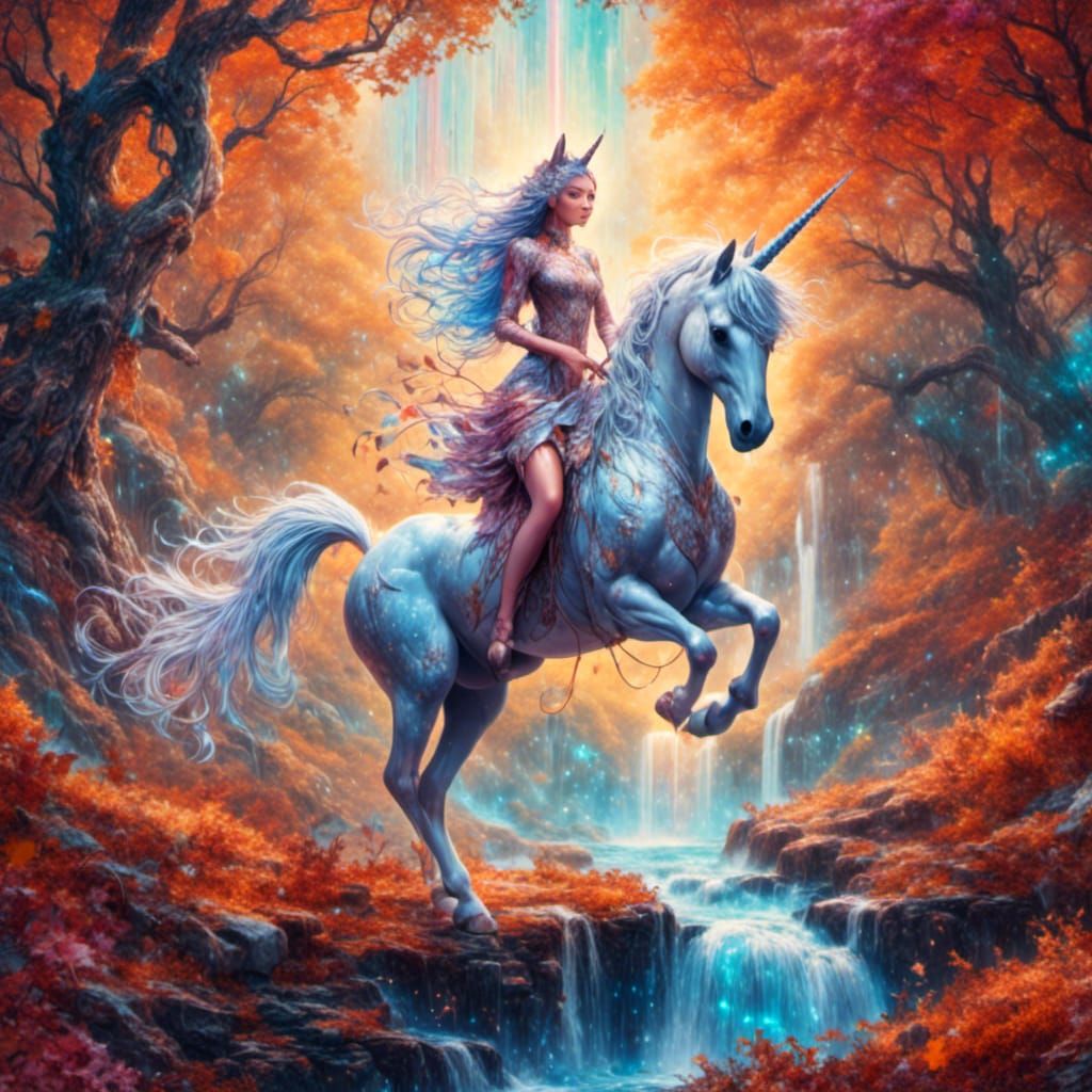 Enchanted Ice Princess and Unicorn Illustration