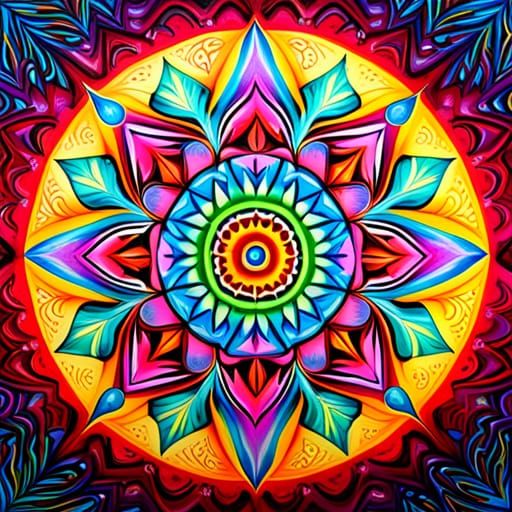 Colorful Graffiti Mandalas in Splash Art Style