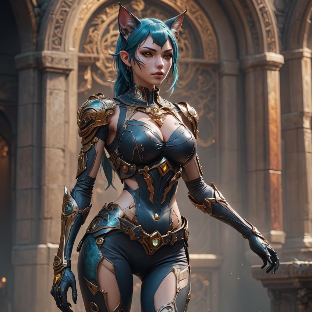 Skinny female catgirl