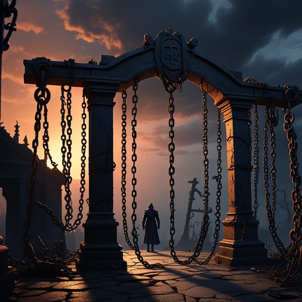 Somber Procession Towards Gallows Matte Painting