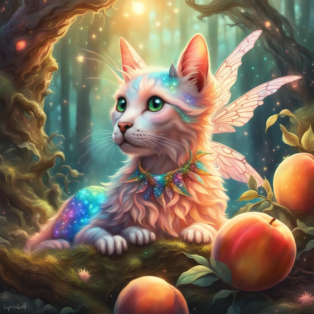 Fairy Cat Pets Unicorn Dinosaur in Whimsical Forest