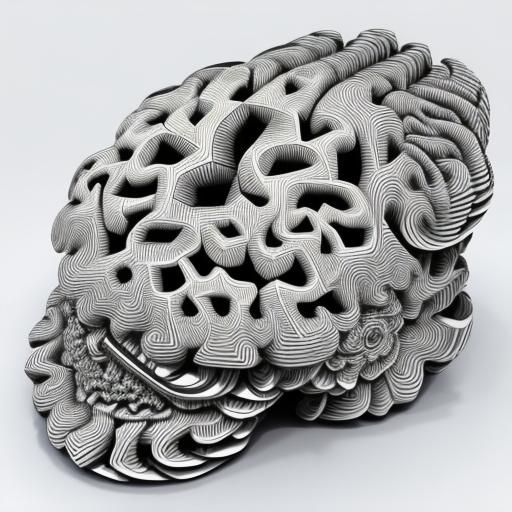 Brain Wearing Shoes in Abstract Fractal Style
