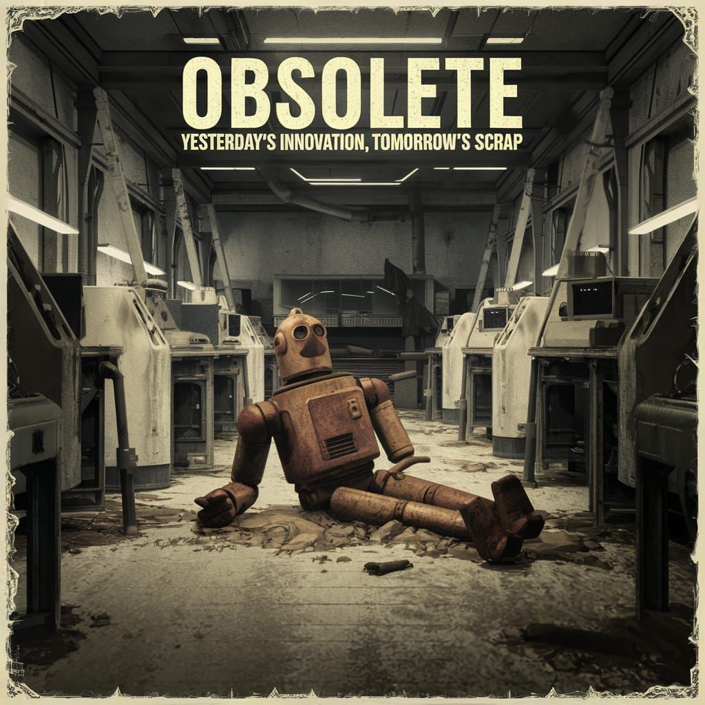 Melancholic Robot in Dilapidated Workshop: Retro-Futuristic ...