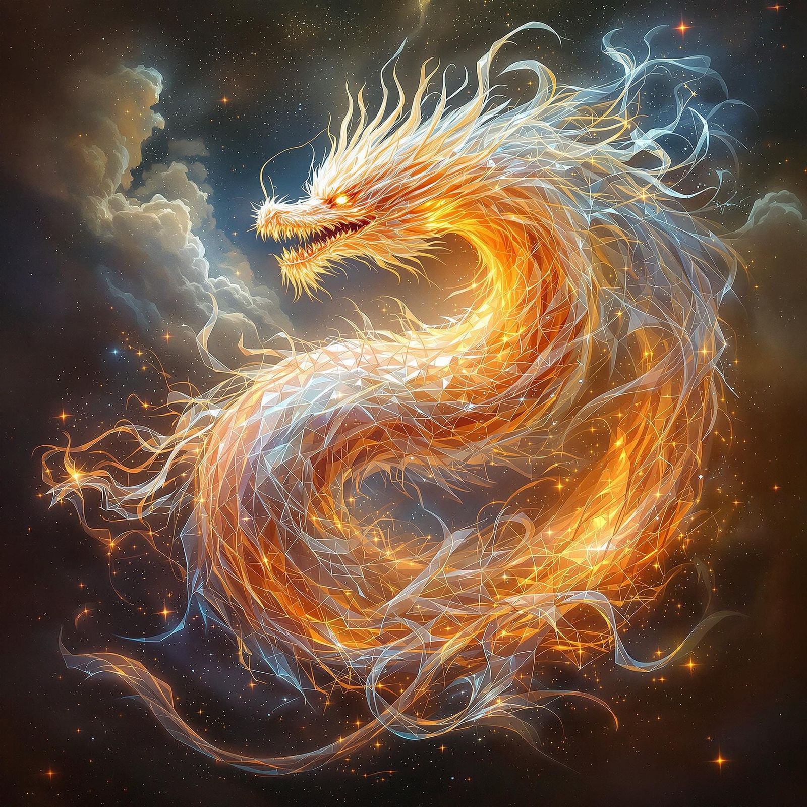 Dragon Entity in Ethereal, Cosmic Style