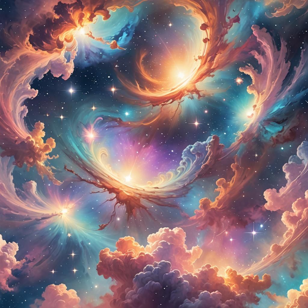 Thirteen Stars Unite in Cosmic Digital Art