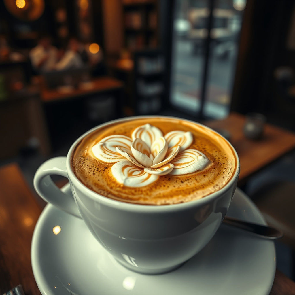Latte Art Flower in Jazz Coffee Shop
