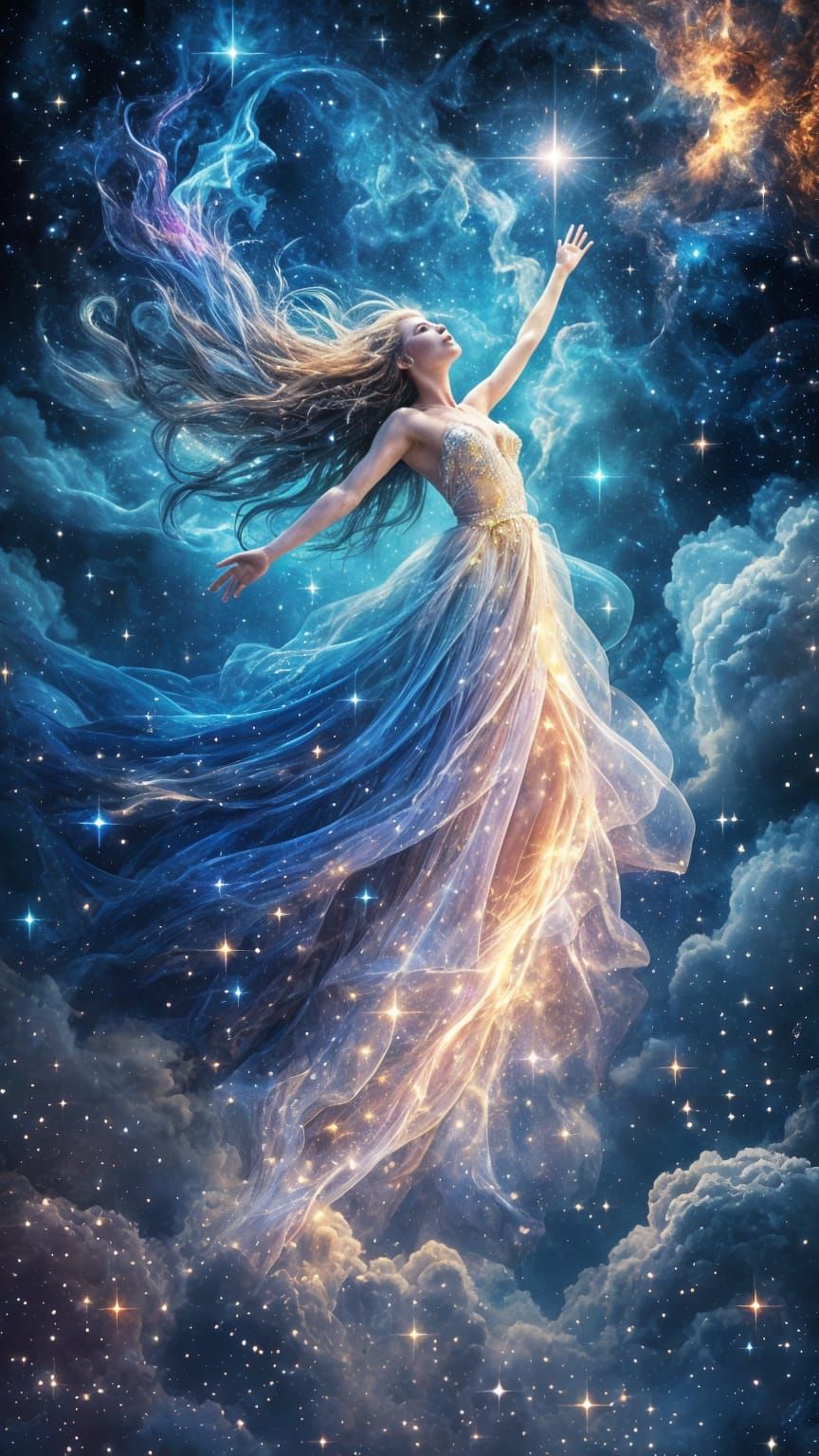 Celestial Sorceress in a Cosmic Dreamscape