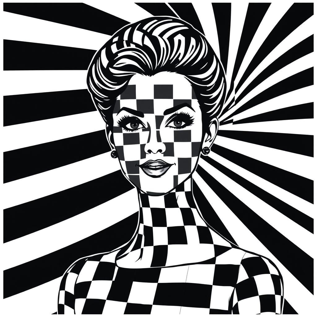 Op Art Woman in Geometric Abstraction Style