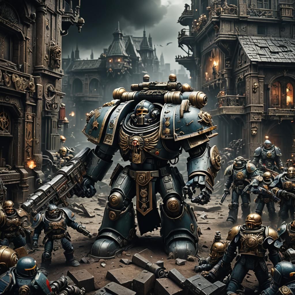 Warhammer 40k Custode in Hyperrealistic Style