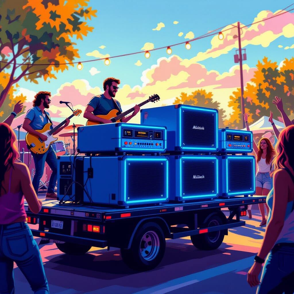Concert Scene with McIntosh Amps in Syd Mead Style