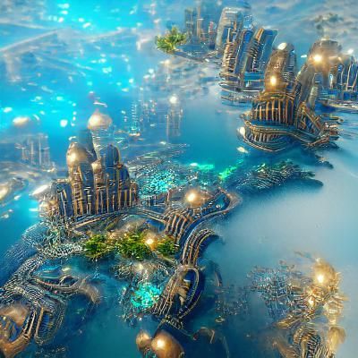 Fantastic City of Atlantis, Underwater Digital Art
