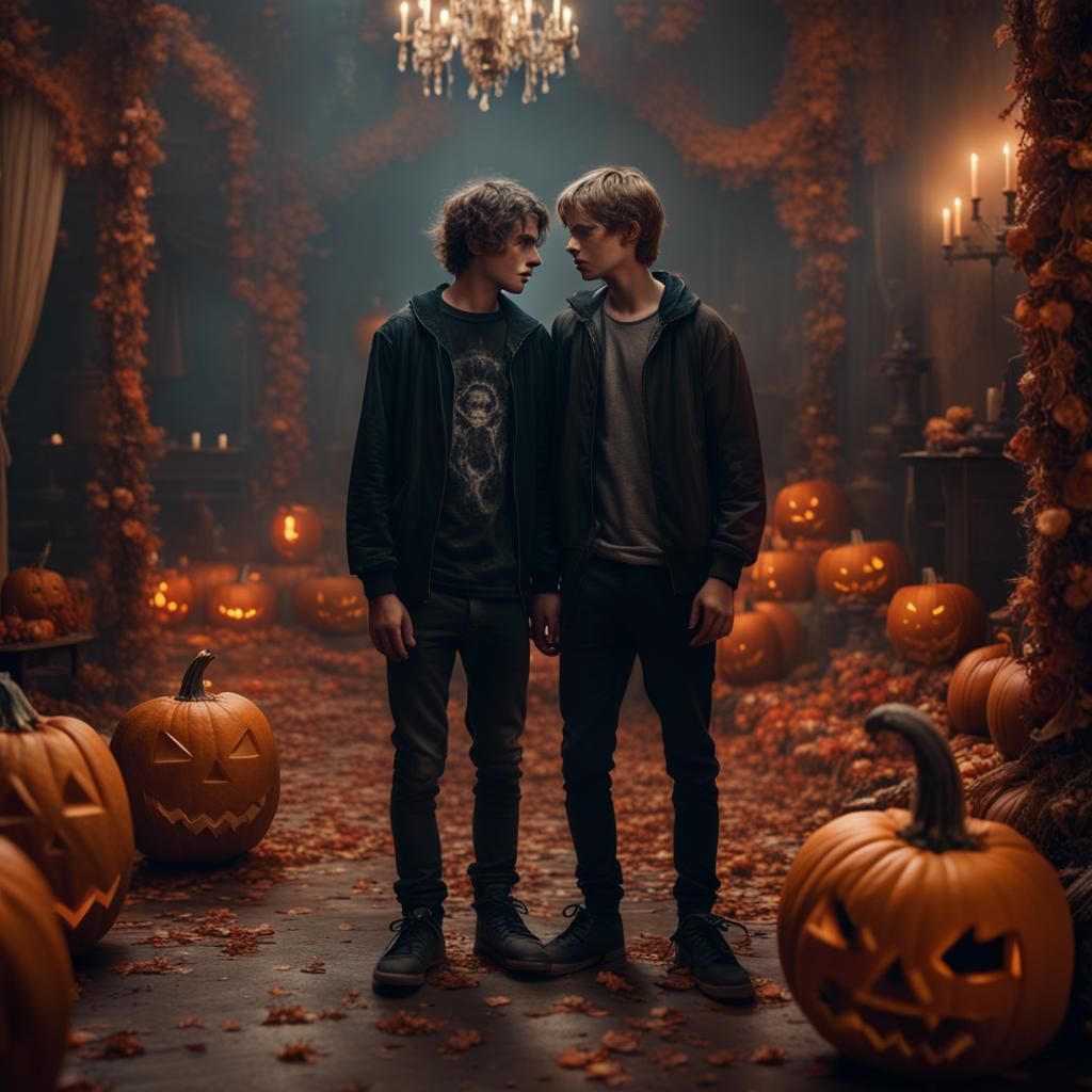 Teenage Couple at Halloween Party: Digital Matte Painting