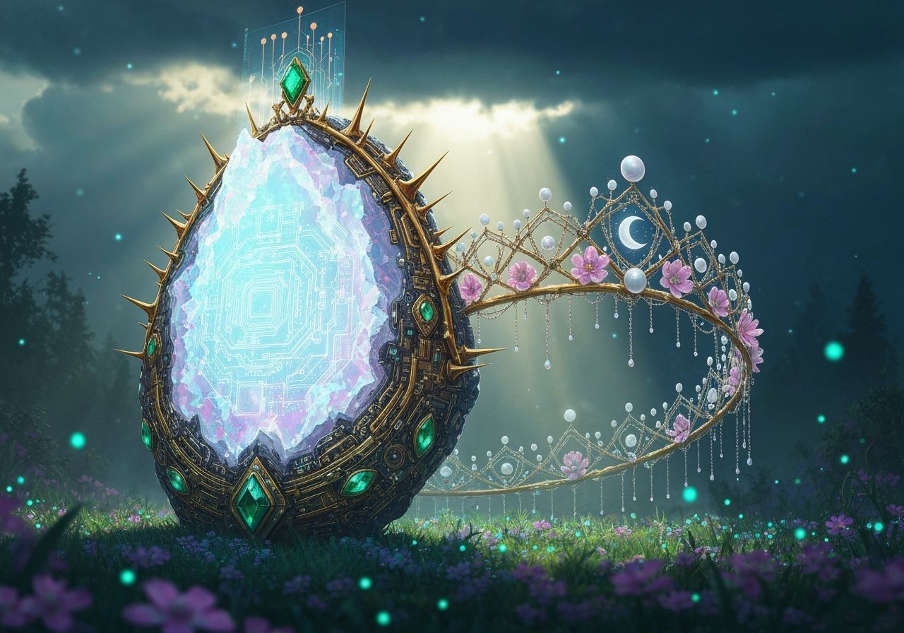 High-Tech Geode Crown with Moonlight Tiara in Forest