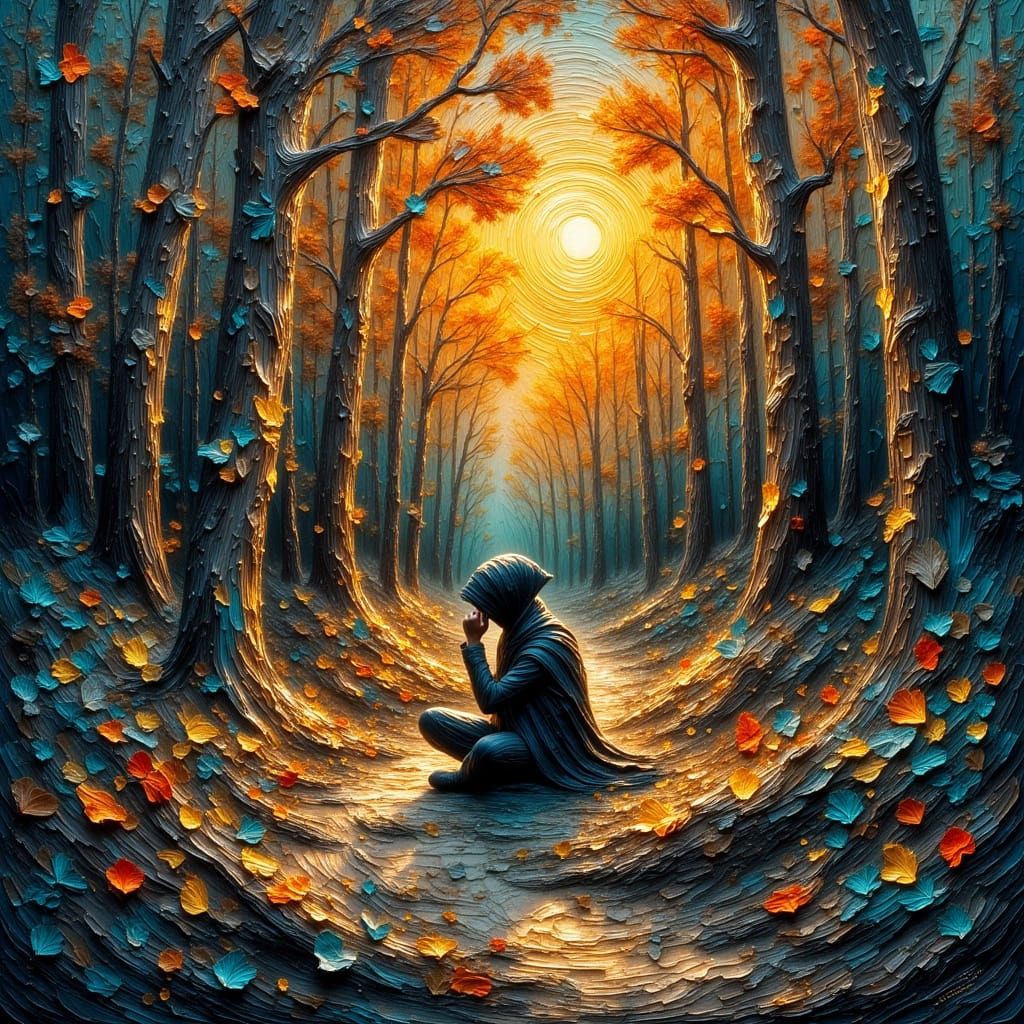 Sitting at the Edge of a Winding Path in a Sunset Glow