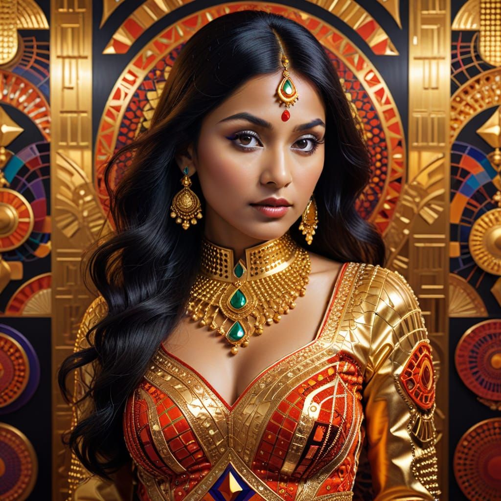 Captivating elegance woven in vibrant geometric harmony