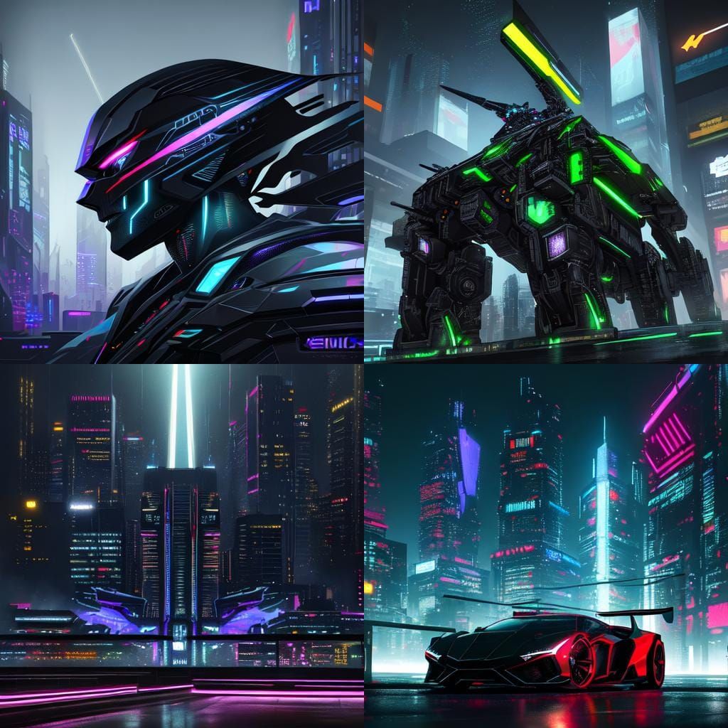 Cyberpunk Lamborghini Mustang in Hi-Tech City