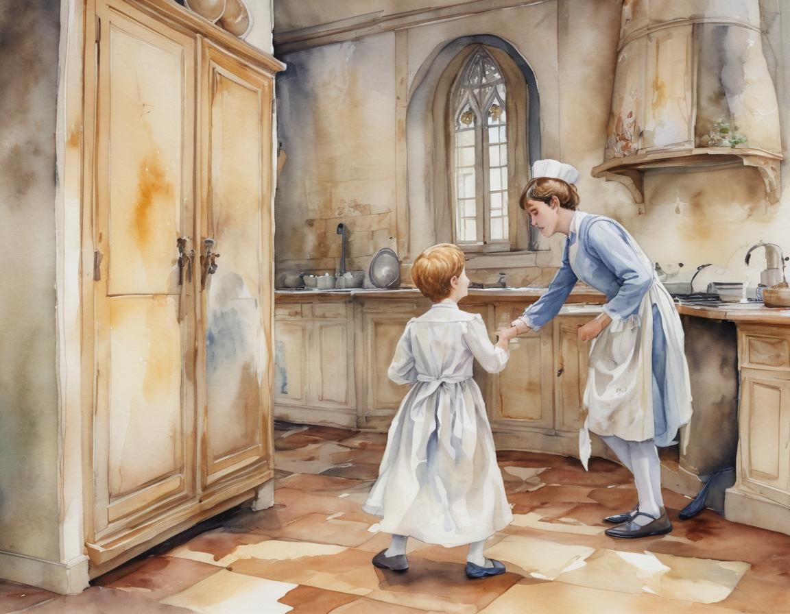 Page Boy Delivers Urgent Message, Watercolor Fairytale