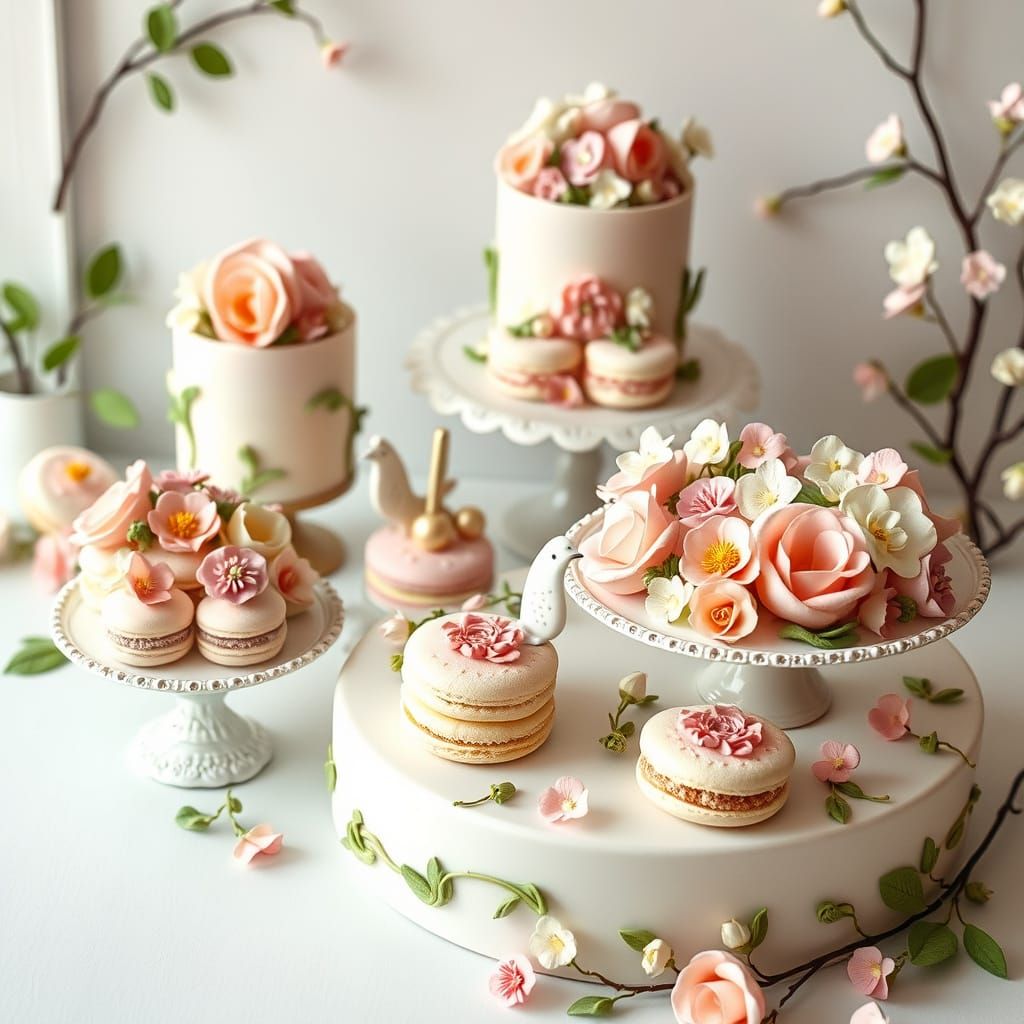 Pastel Dessert Buffet in Storybook Style