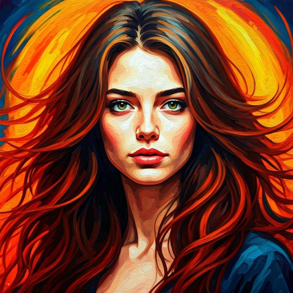 Neo-Expressionist Portrait of a Free-Spirited Woman