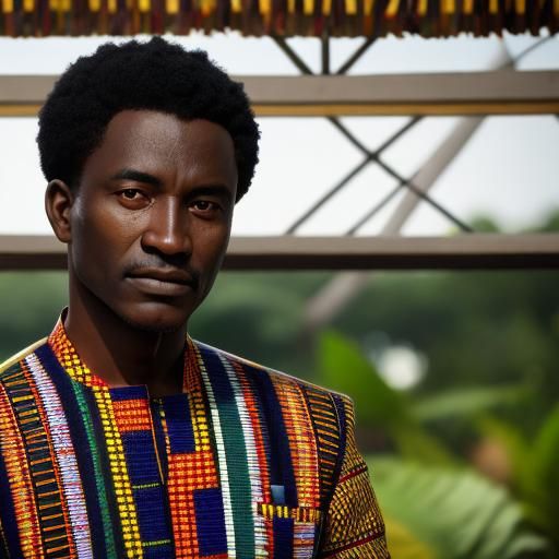 Ghanaian Prime Minister in Kente Cloth Portrait