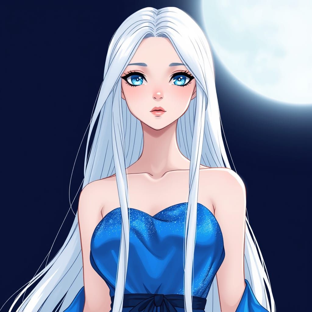 Ethereal Ocean Princess in Regal Blue Gown