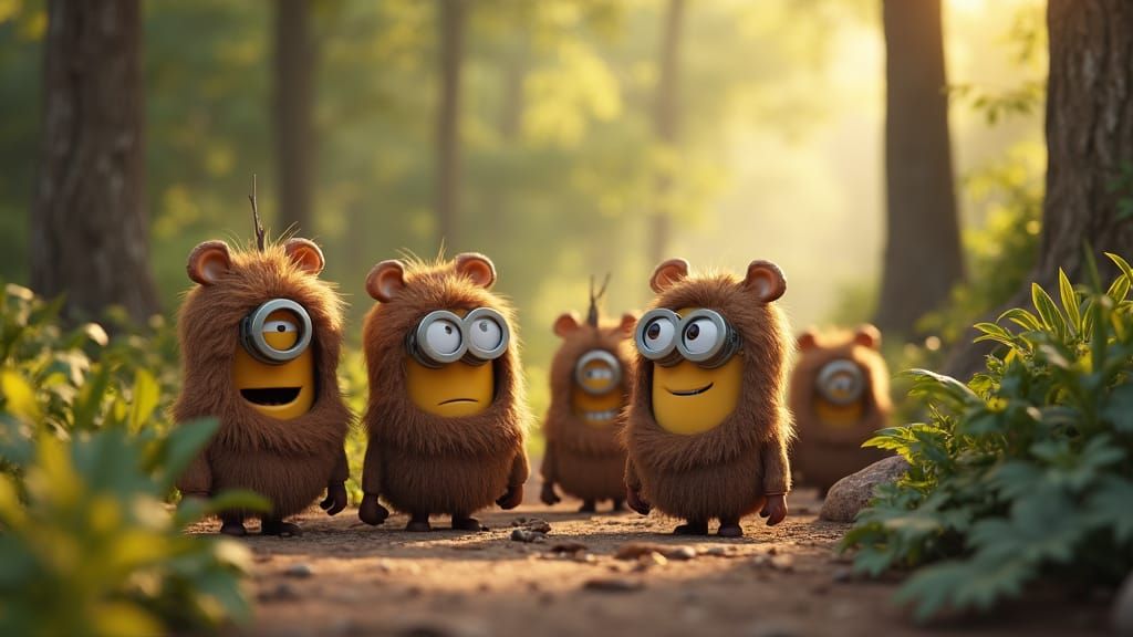 Ewok Minions in Vibrant 3D CGI Forest