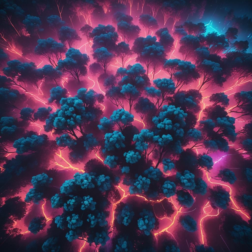 Synthwave Neon Canopy: Retro Aerial Dreamscape