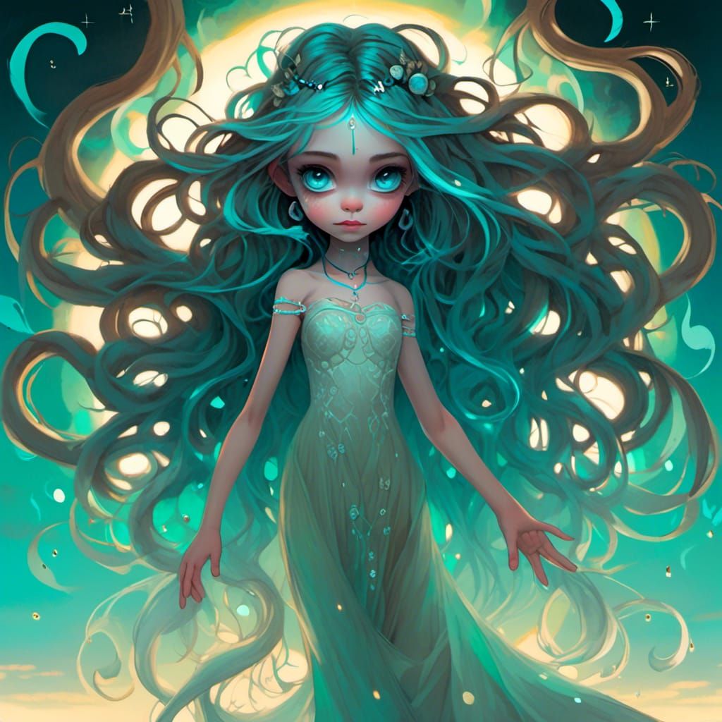 Bioluminescent Water Maiden in Mystical World