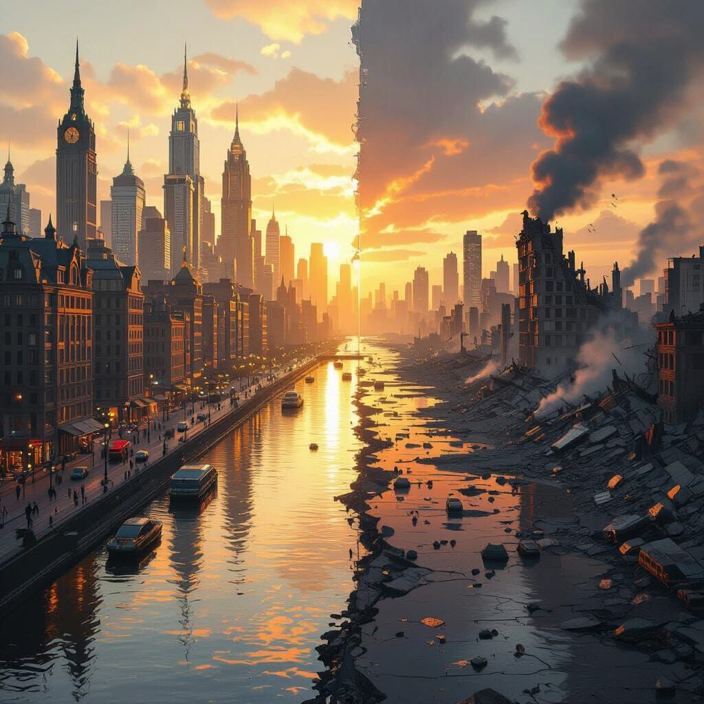 Contrasting Cities: Metropolis and Ruin in Hyper-Realistic S...