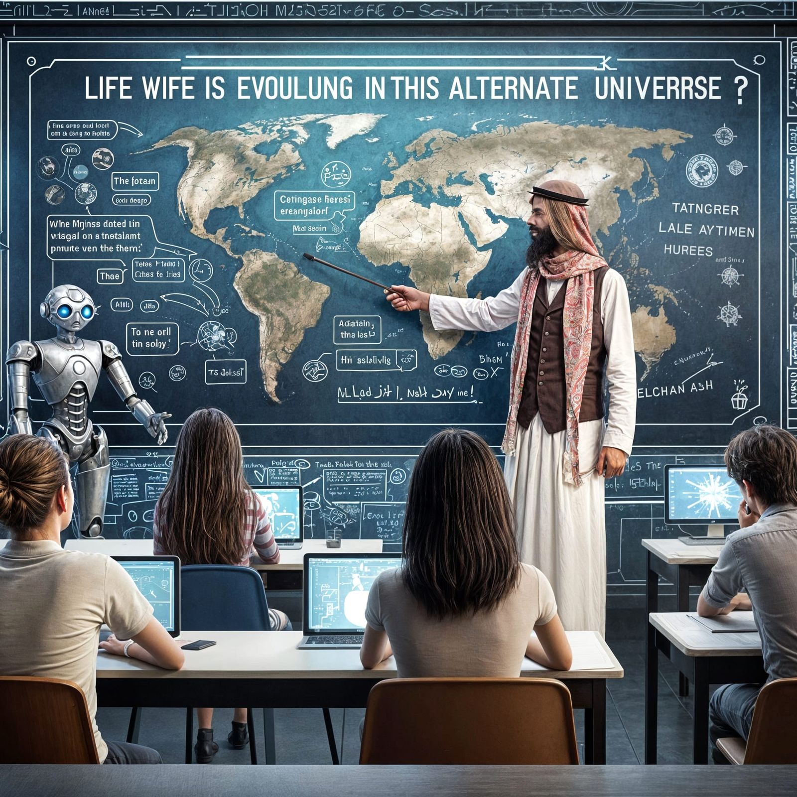 Alternate History Lesson in Futuristic Classroom