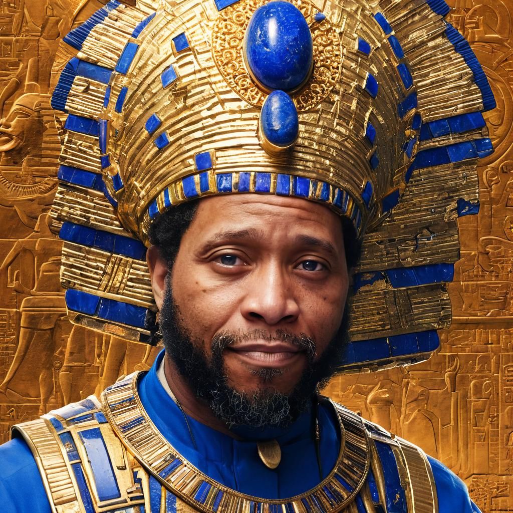 Ornate Pharaoh Portrait in Golden Age Illustration Style