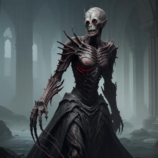 Dark Fantasy Sculpture in Digital Biomechanical Style