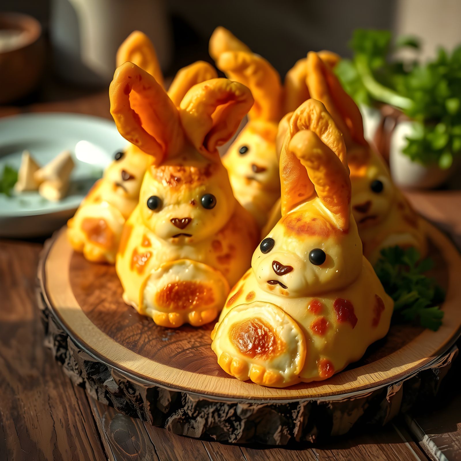 Bunny-Shaped Quesadillas on Rustic Platter