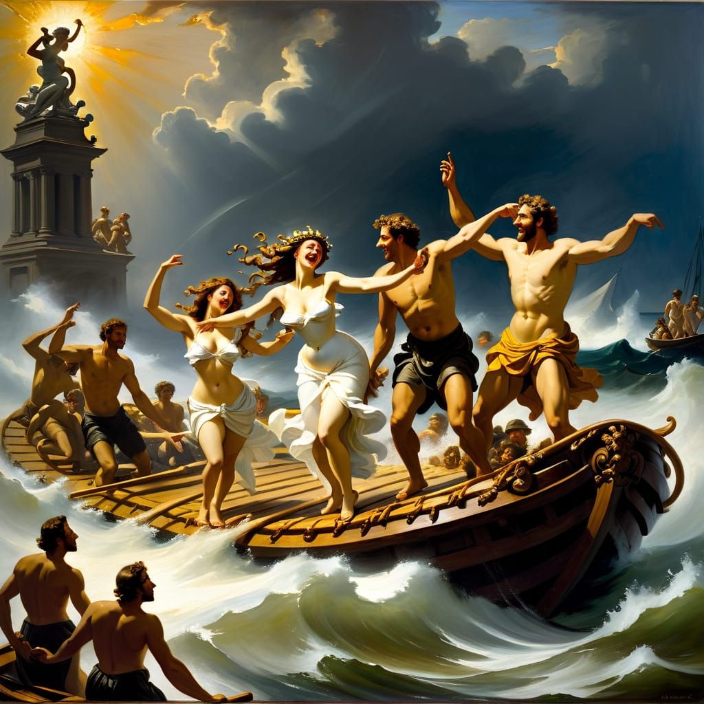 Dancers on The Raft of the Medusa in Géricault's Style