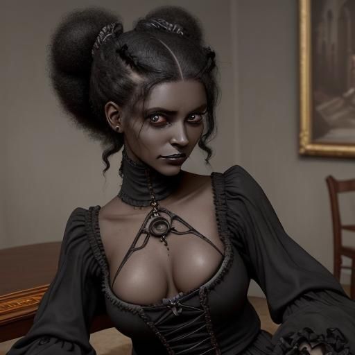 Creepy Porcelain Gothic Doll in Castle Interior