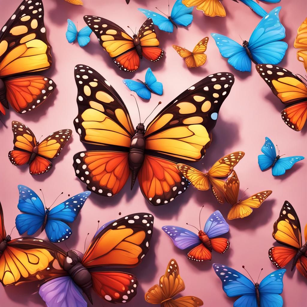 Hyperrealistic Butterfly Cartoon Characters in Splash Art