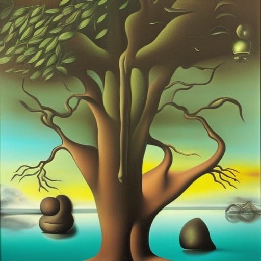 Surreal Banyan Tree in Melting Dali Style