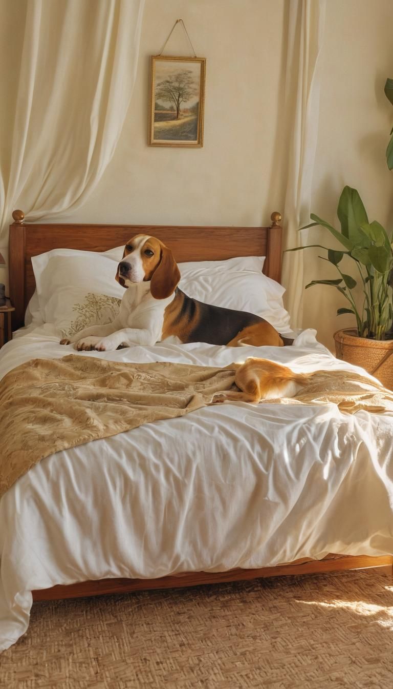 Cozy Room with Sleeping Beagle: Cel-Shaded Anime Style
