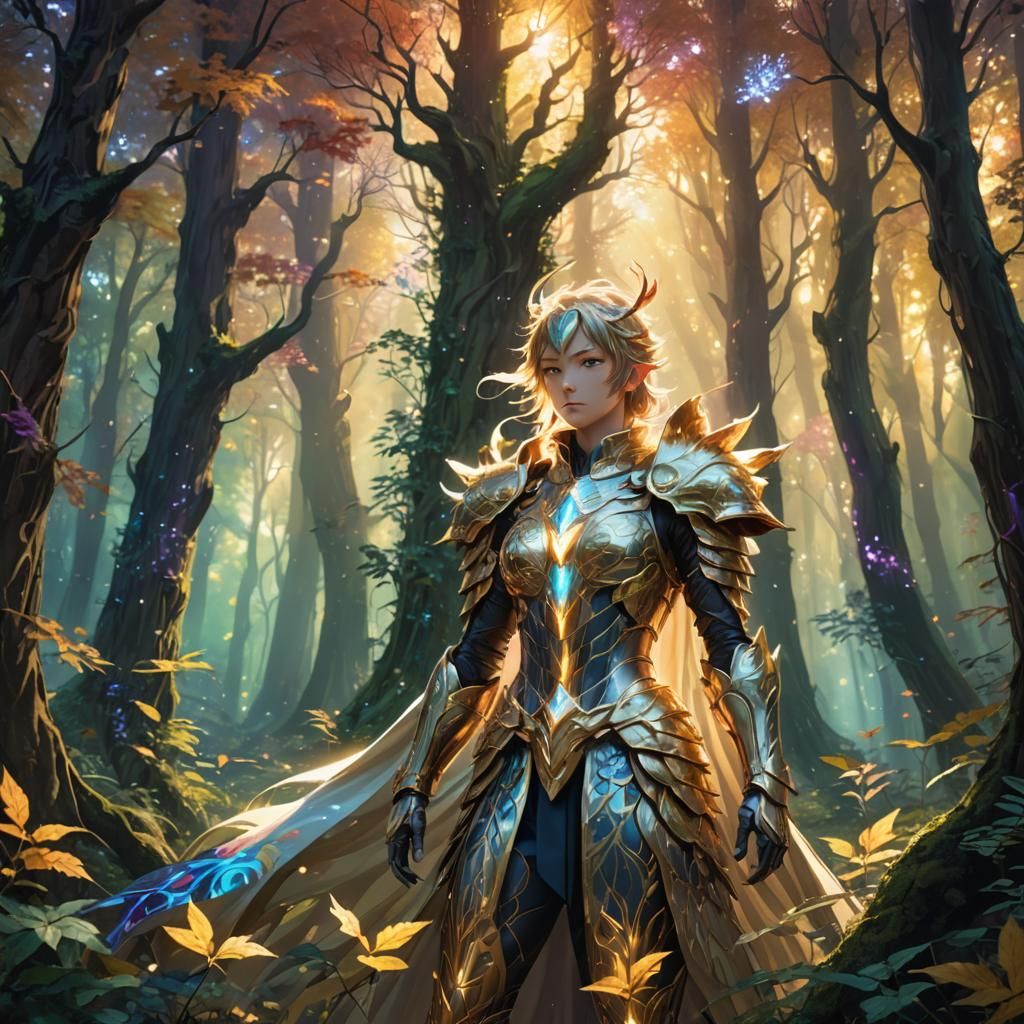 Anime Fier in Mystical Glowing Forest