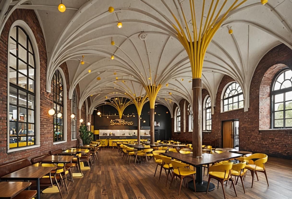 Atomic Cafe Theme with Mid-Century Furniture