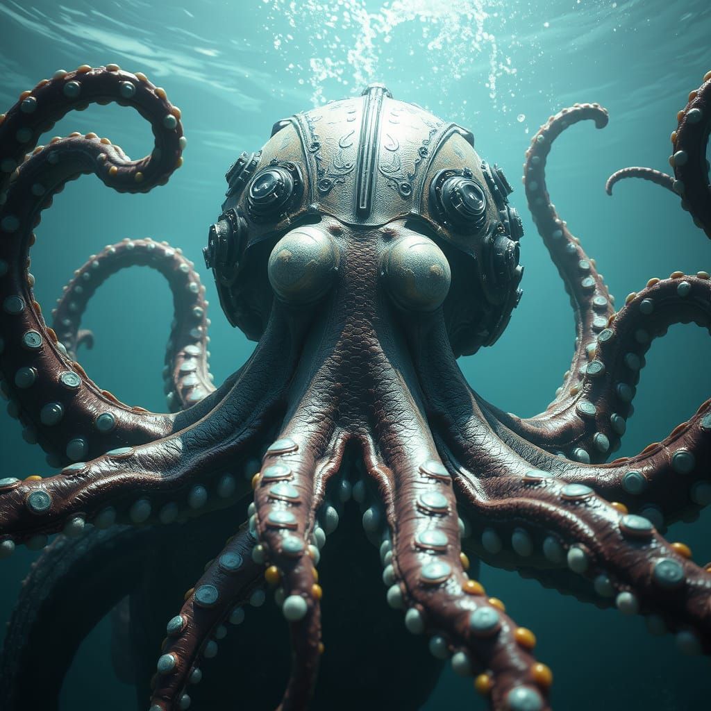 Armored Octopus Man in Jules Verne Underwater World