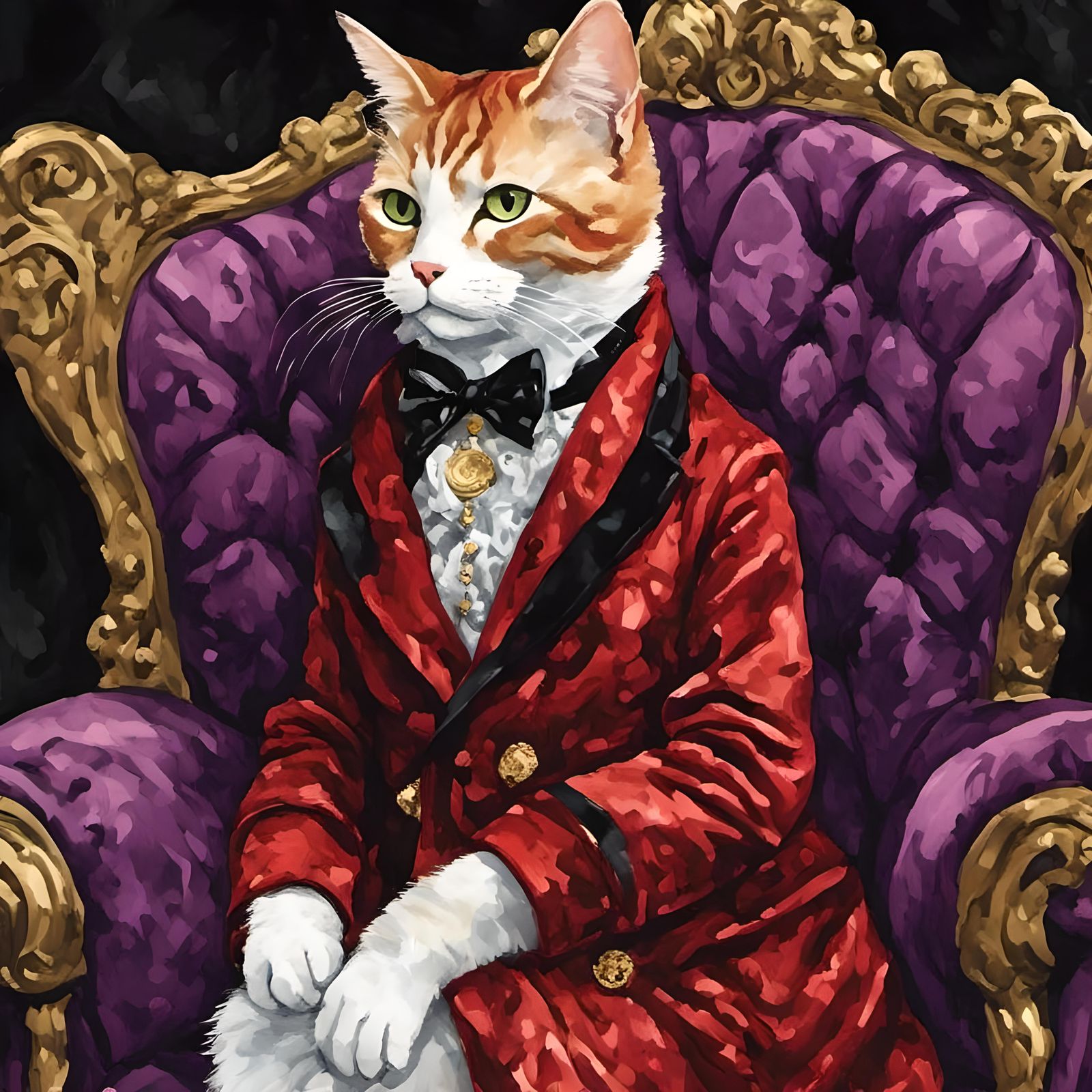 Posh Cat Aristocrat on Chaise Lounge