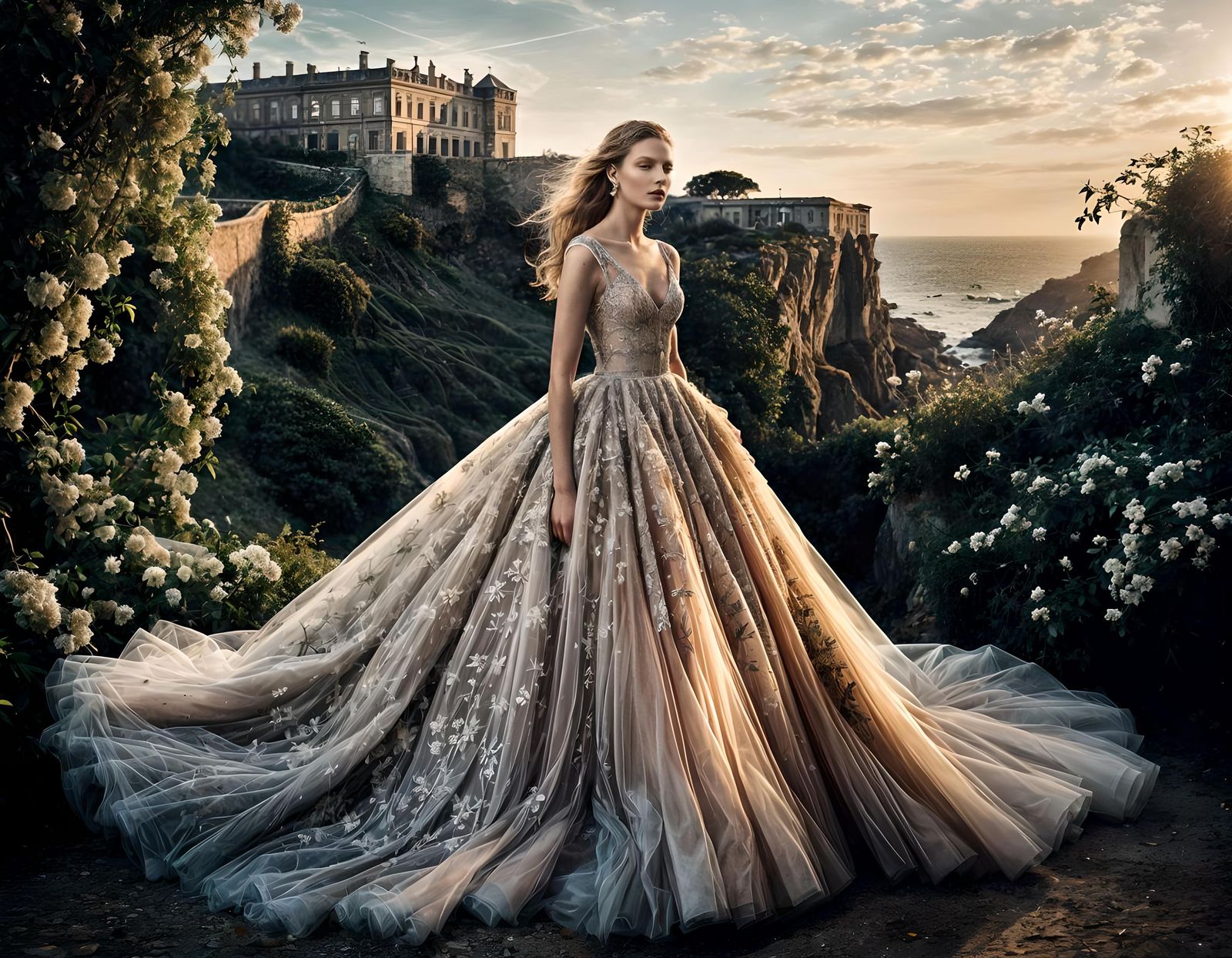 Bride in Tulle Dress Fashion Photography